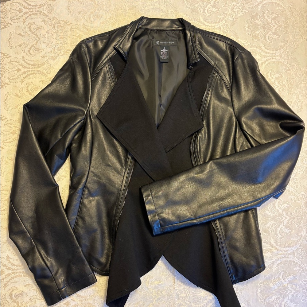 INC International Concepts Sleek Black Leather Jacket